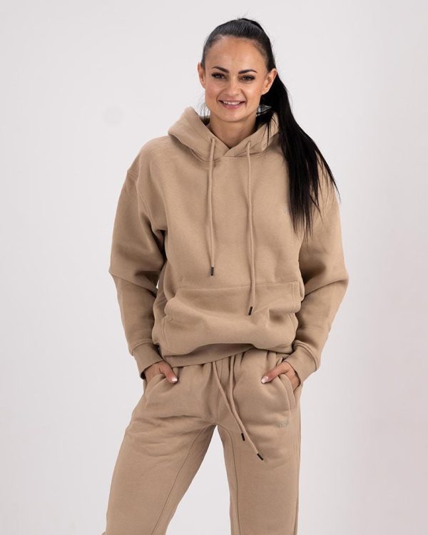 Soft Warm Pulover s Kapuco Peščeno Bež